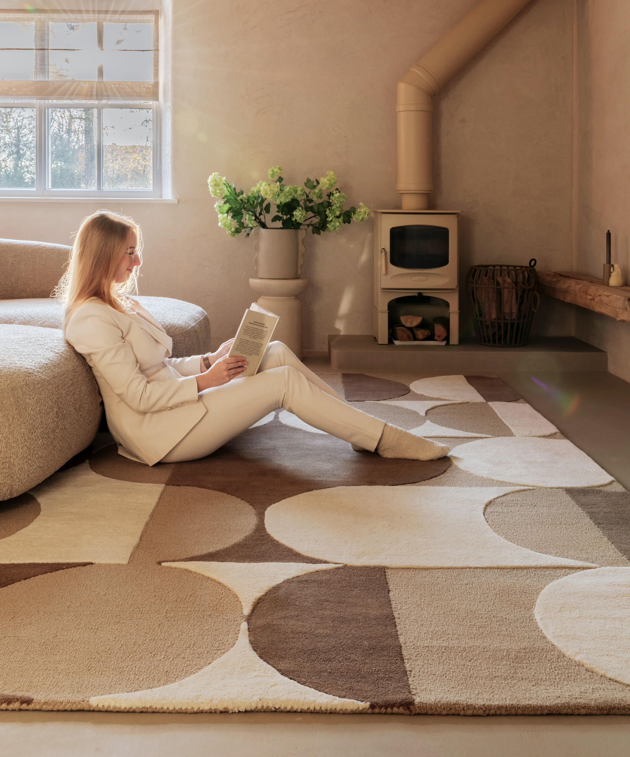 Retro vloerkleed - Summit Circles beige - sfeer Retro vloerkleed - Summit Circles beige - sfeer