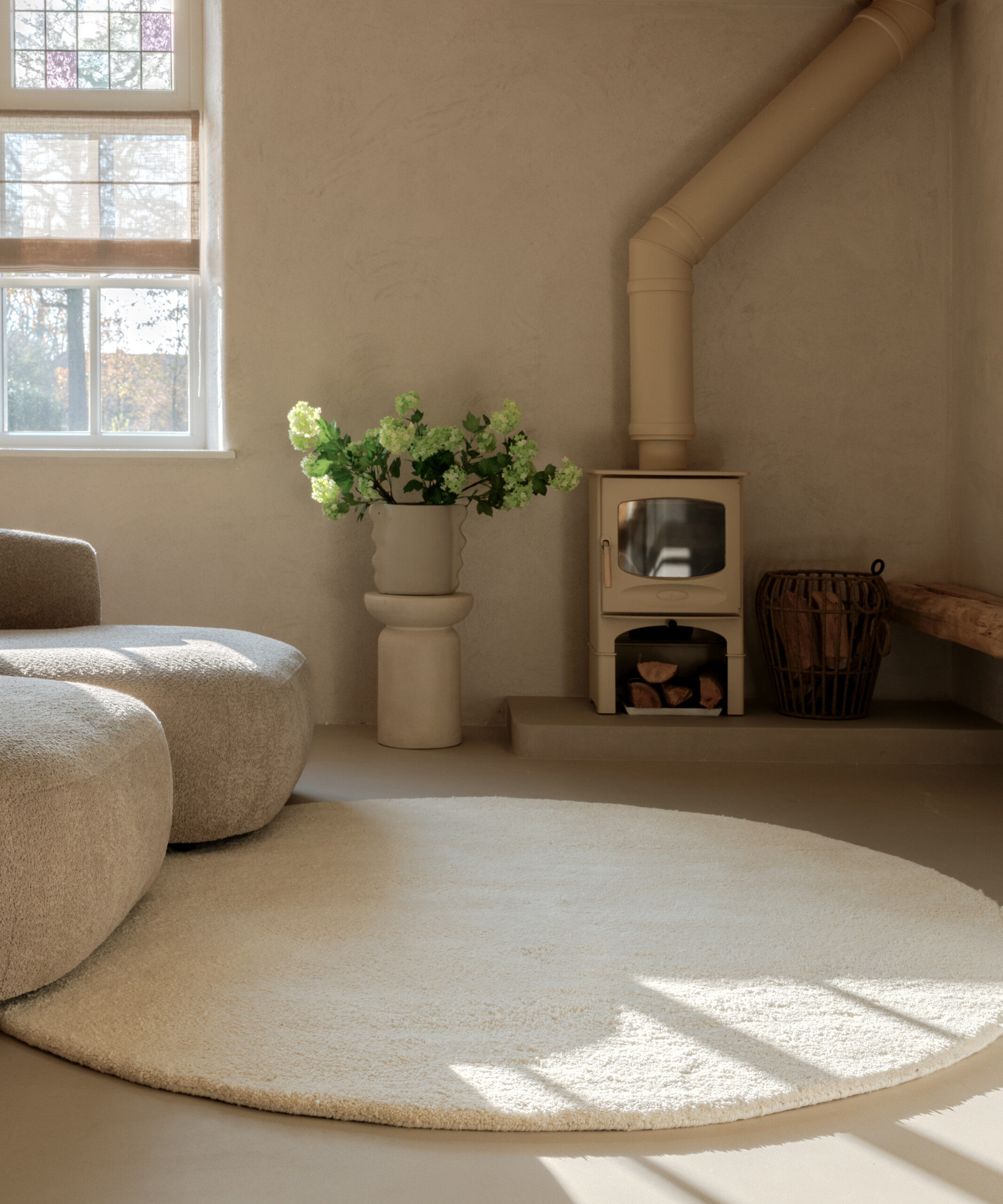Rond berber vloerkleed Nomad ivoor - sfeer Rond berber vloerkleed Nomad ivoor - sfeer