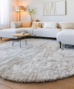 Rond hoogpolig vloerkleed velvet - Posh lichtzilver - sfeer