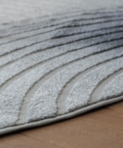 Rond vloerkleed Scandinavisch - Contour Curve grijs - close up
