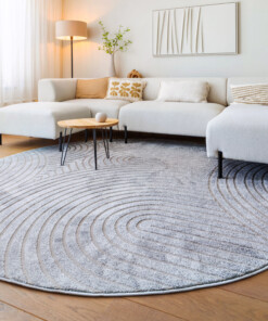 Rond vloerkleed Scandinavisch - Contour Curve grijs - sfeer