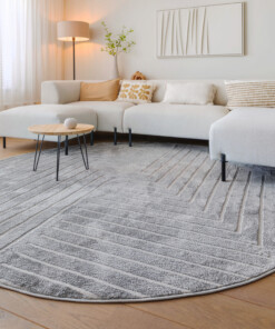 Rond vloerkleed Scandinavisch - Contour Edge grijs - sfeer