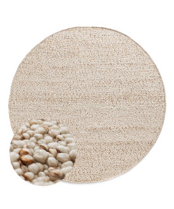 Rond wollen vloerkleed - Bergull ivoor/beige - overzicht