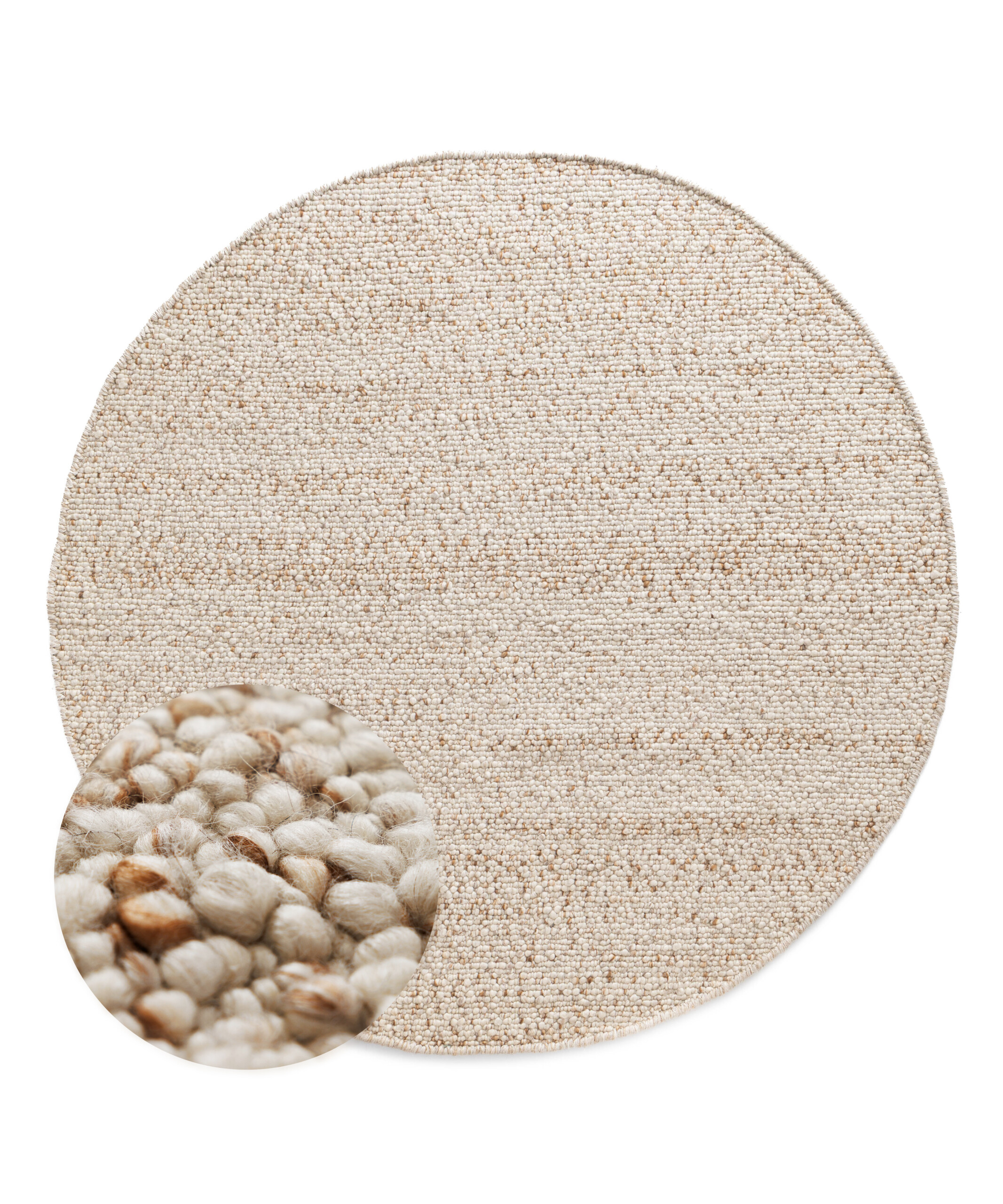 Rond wollen vloerkleed - Bergull ivoor/beige - overzicht Rond wollen vloerkleed - Bergull ivoor/beige - overzicht