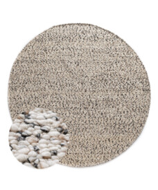 Rond wollen vloerkleed - Bergull ivoor/zwart - overzicht, thumbnail