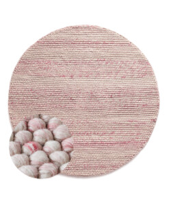 Rond wollen vloerkleed - Fjell crème/roze - overzicht, thumbnail