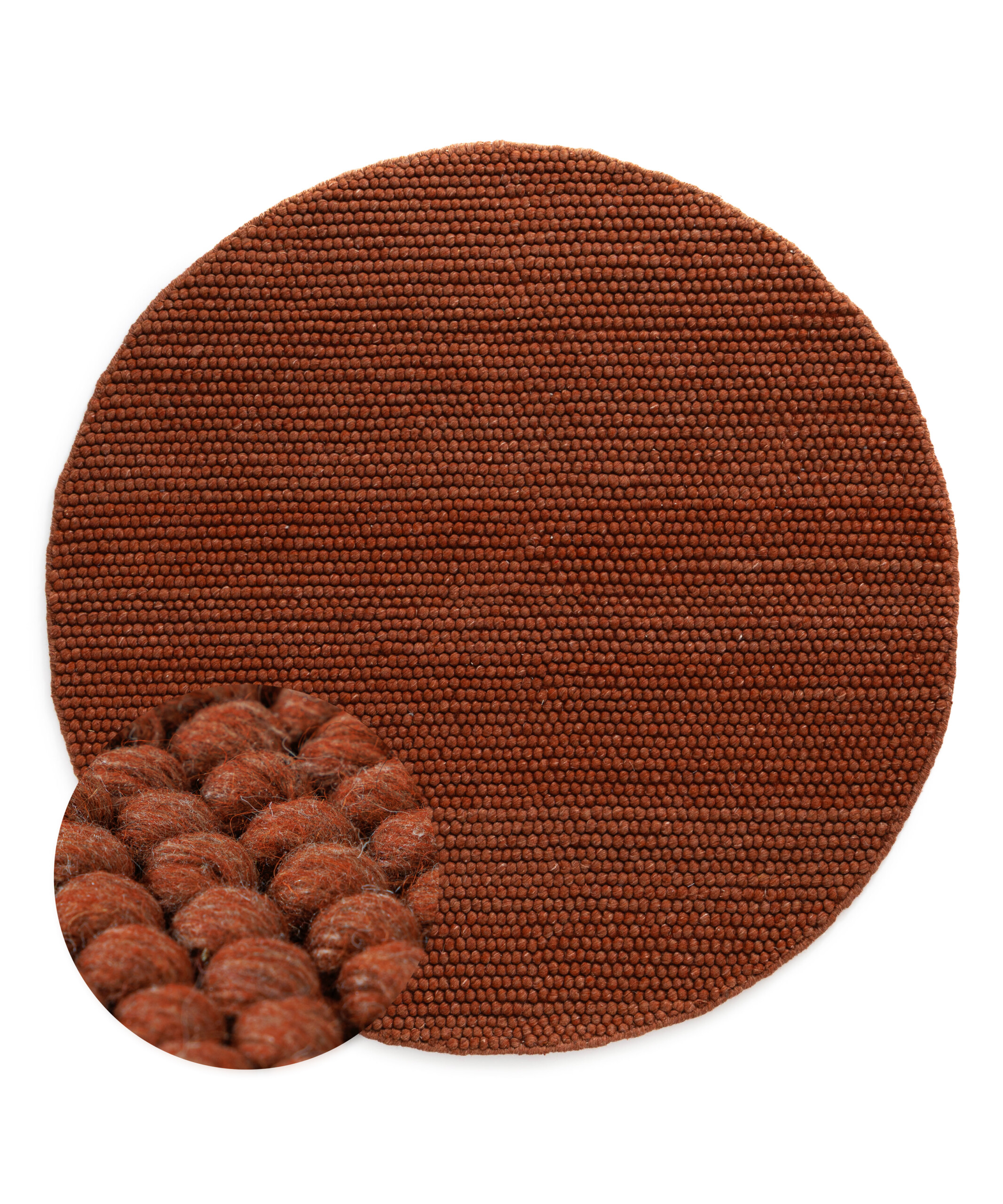 Rond wollen vloerkleed - Fjell terracotta - overzicht Rond wollen vloerkleed - Fjell terracotta - overzicht