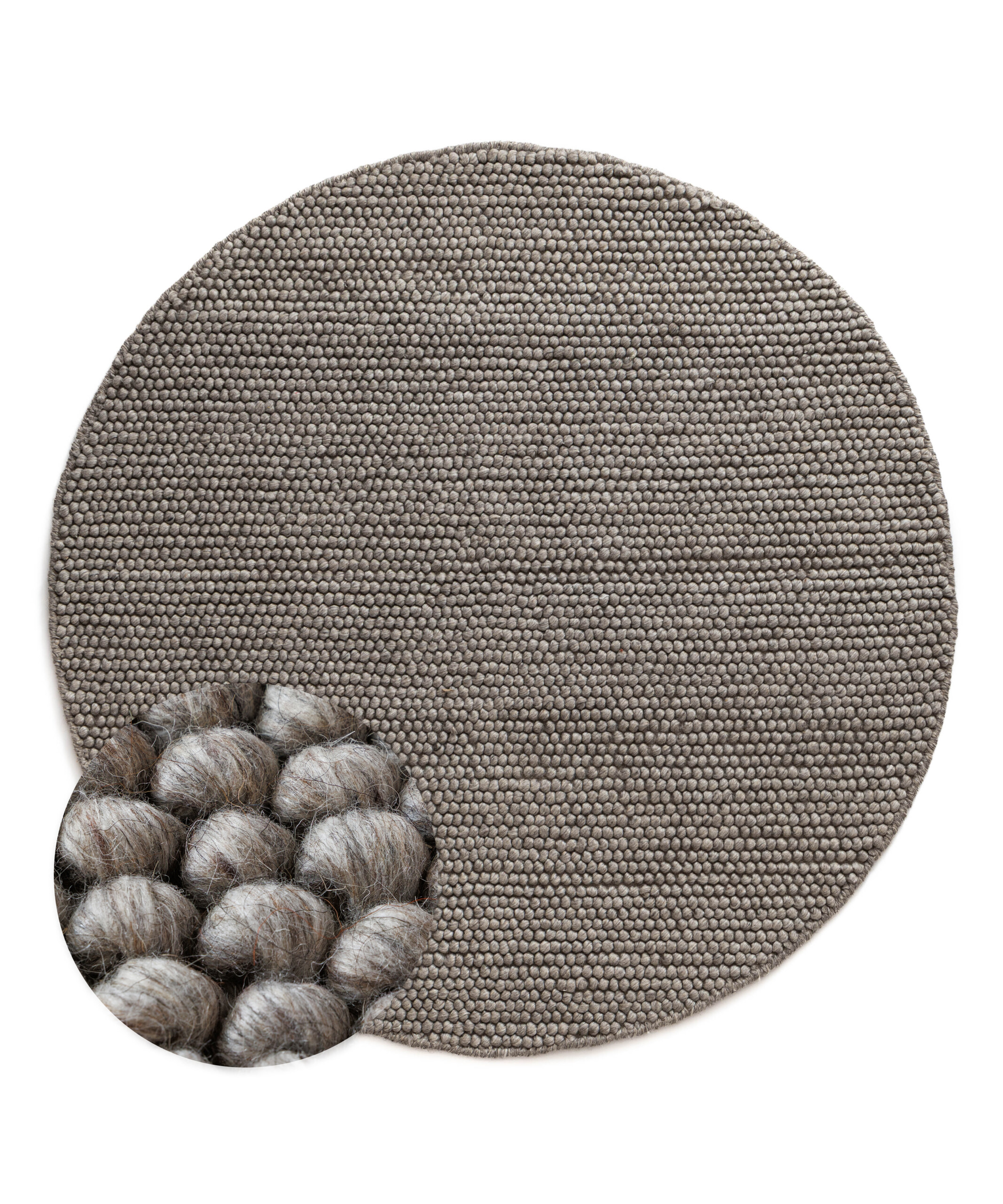 Rond wollen vloerkleed - Fjell zandkleur - overzicht Rond wollen vloerkleed - Fjell zandkleur - overzicht