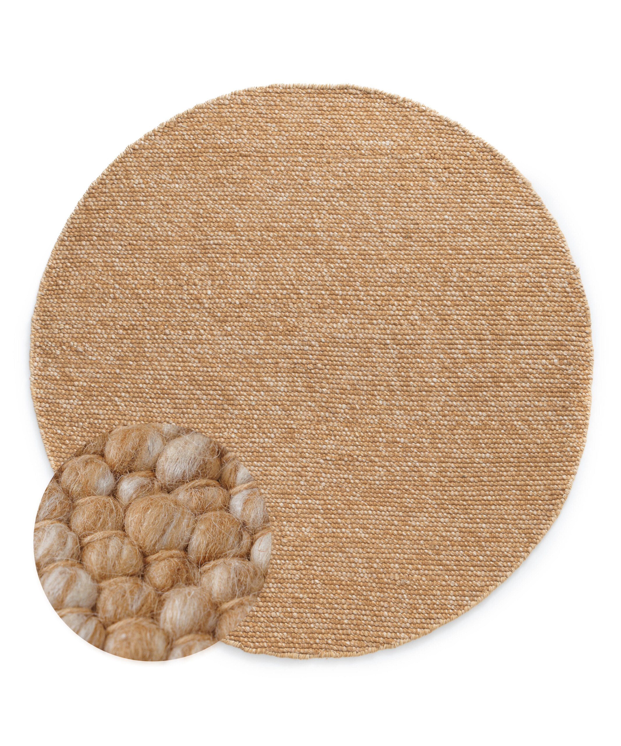 Rond wollen vloerkleed - Silvull cognac - overzicht Rond wollen vloerkleed - Silvull cognac - overzicht