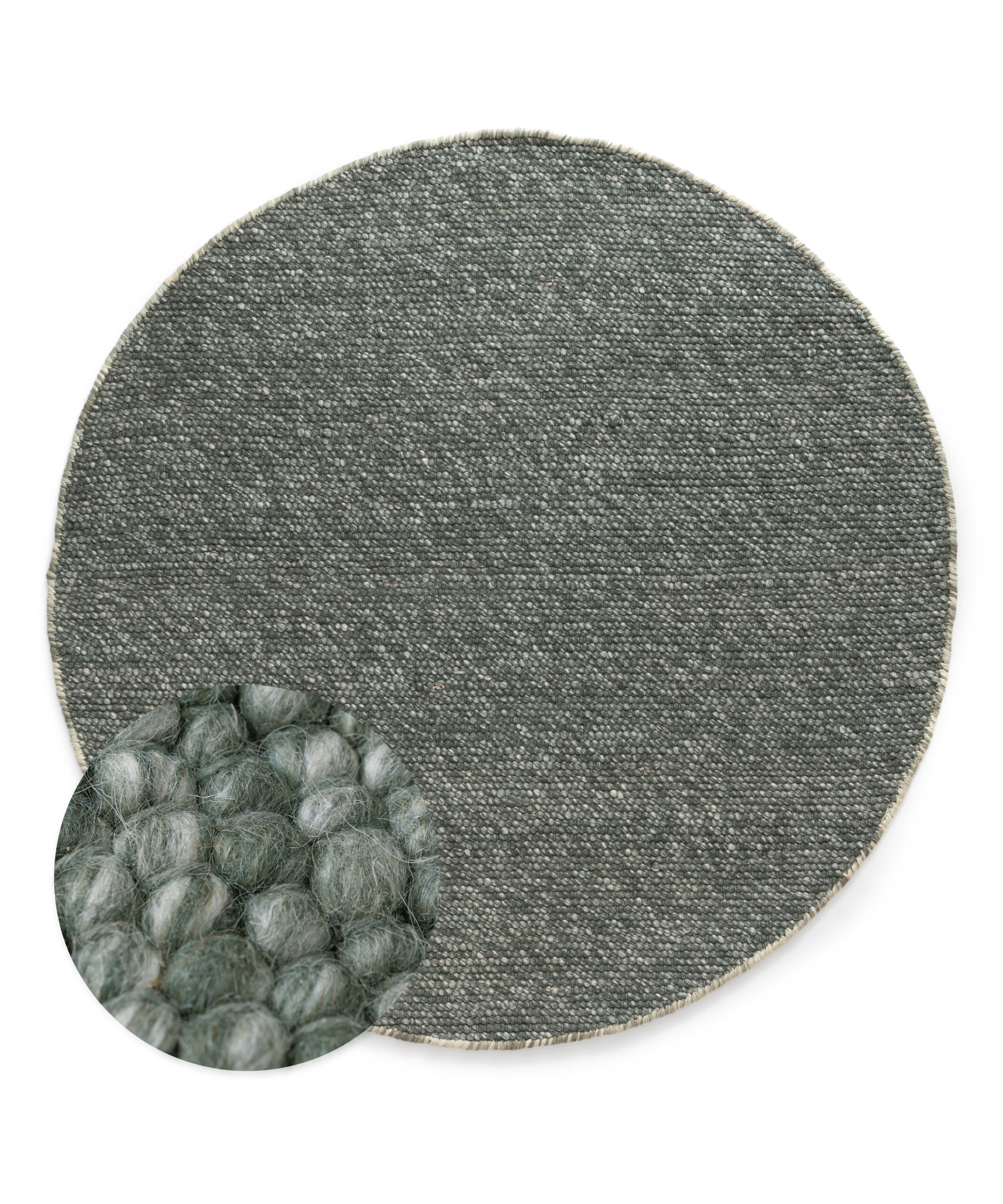 Rond wollen vloerkleed - Silvull groen - overzicht Rond wollen vloerkleed - Silvull groen - overzicht
