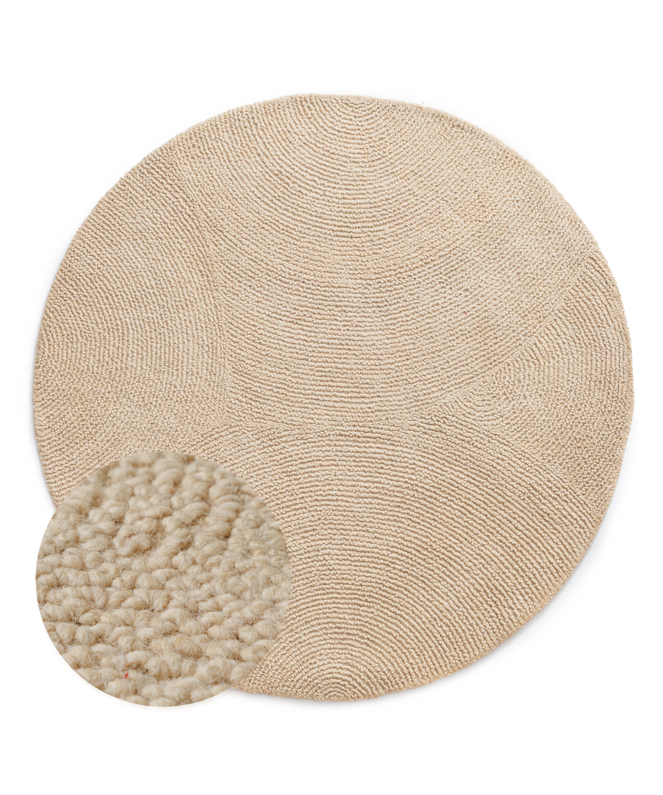 Rond wollen vloerkleed - Tvist licht beige - overzicht Rond wollen vloerkleed - Tvist licht beige - overzicht