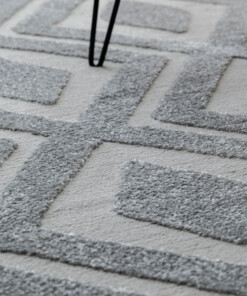 Rond vloerkleed Scandinavisch - Contour Diamond grijs - close up, thumbnail