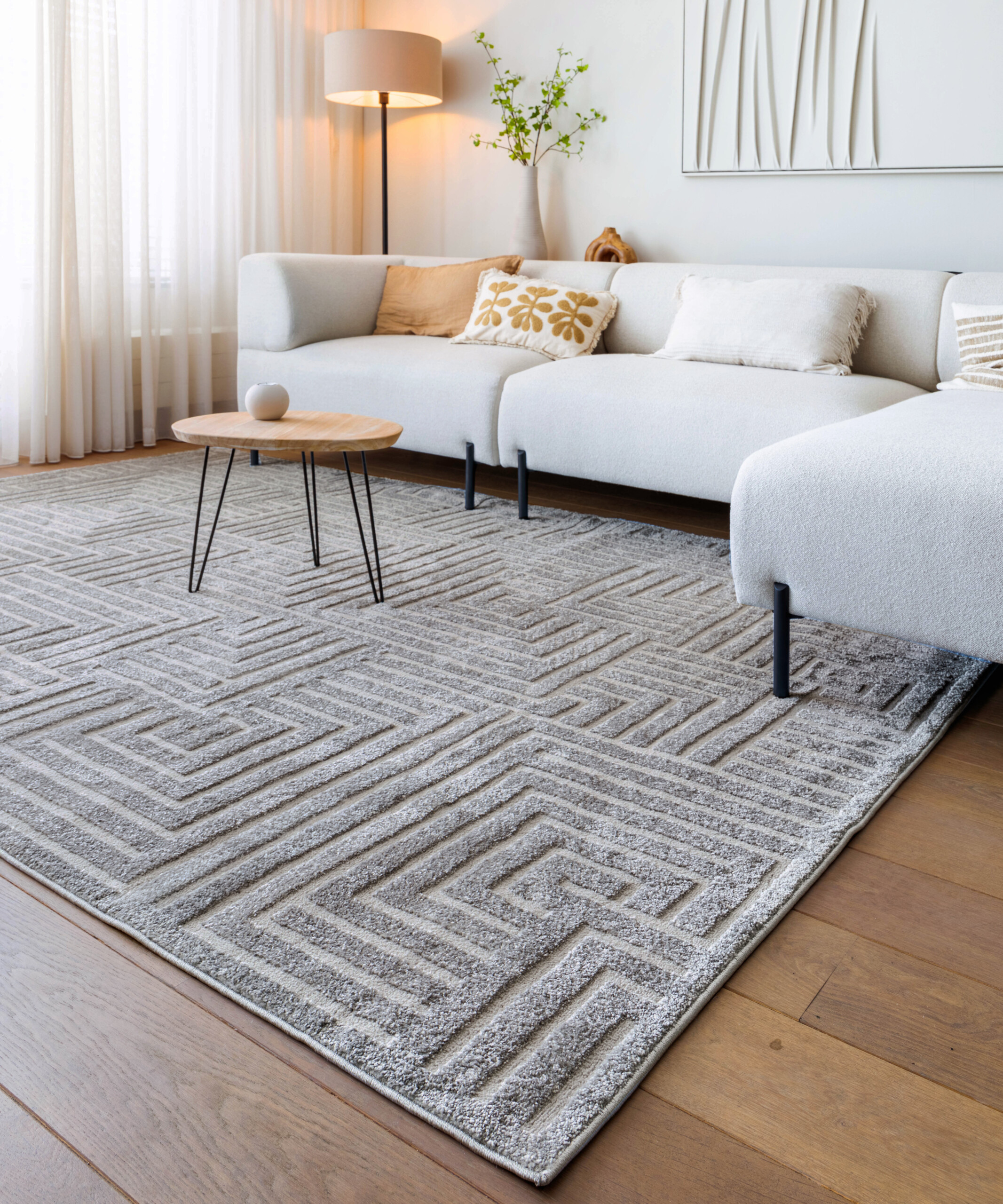 Scandinavisch vloerkleed - Contour Gem grijs - sfeer Scandinavisch vloerkleed - Contour Gem grijs - sfeer