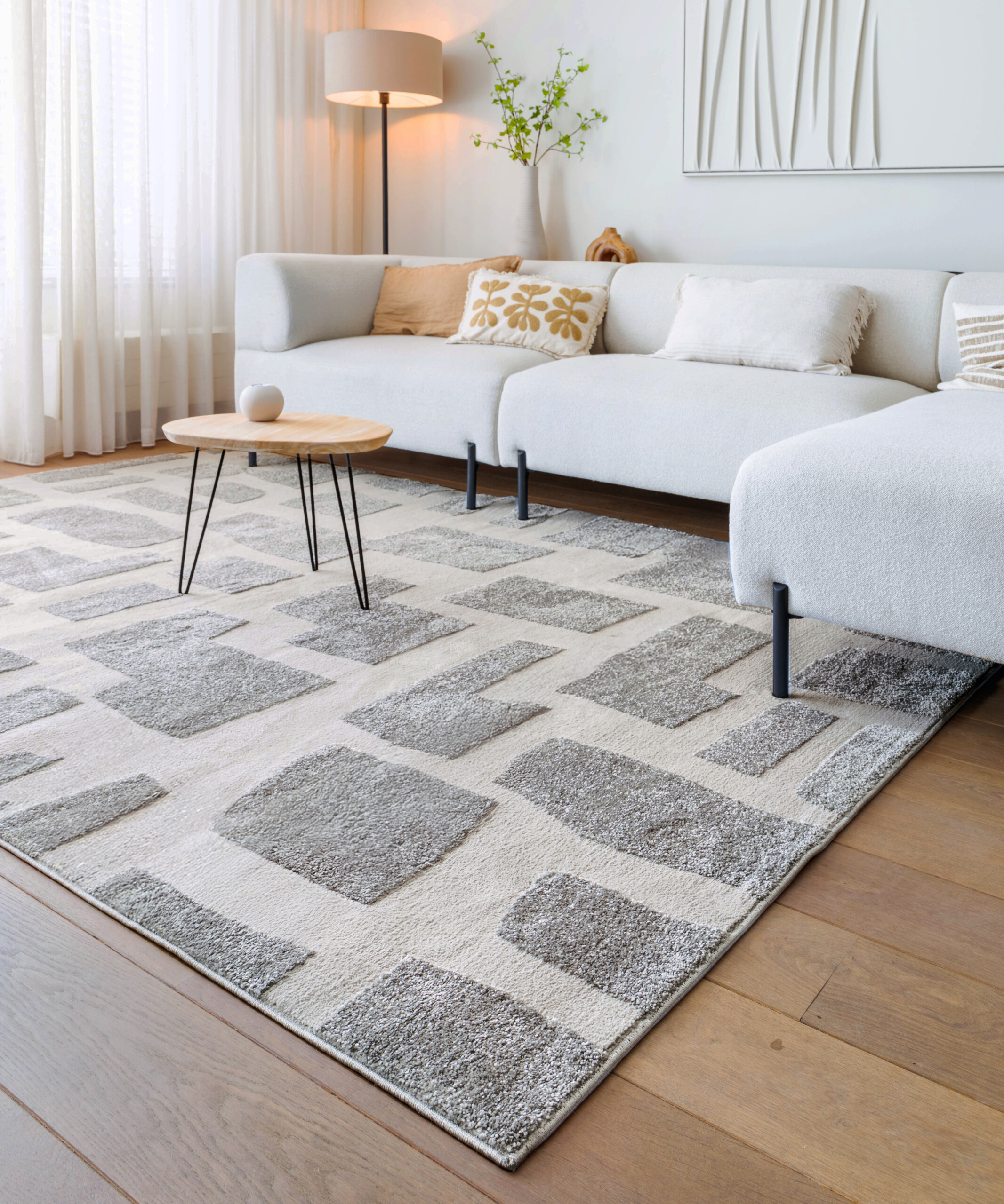 Scandinavisch vloerkleed - Contour Stone grijs - sfeer Scandinavisch vloerkleed - Contour Stone grijs - sfeer