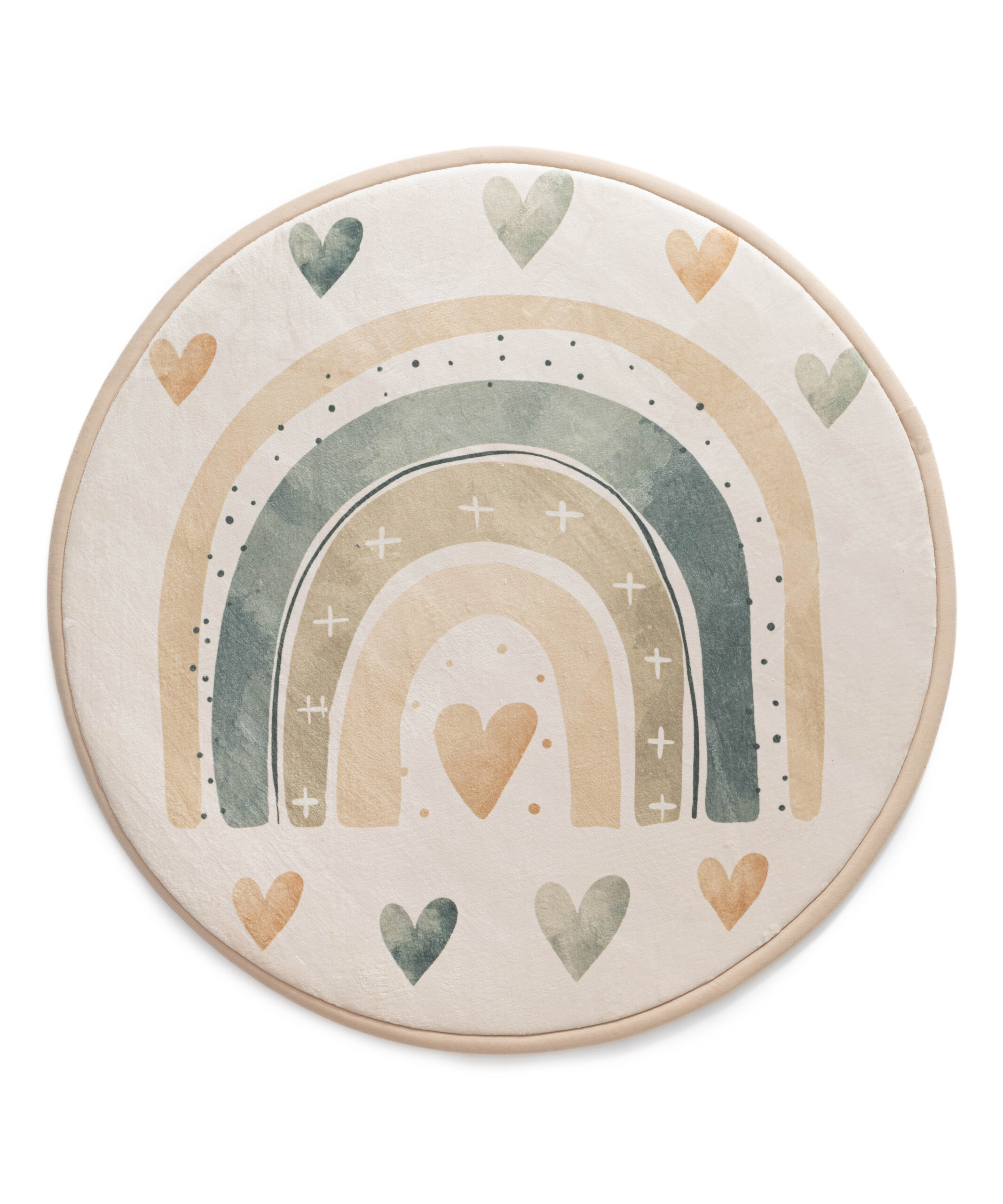 Speelkleed rond - Pluffy Heart crème/multi - overzicht Speelkleed rond - Pluffy Heart crème/multi - overzicht