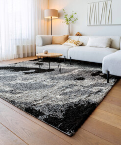 Vierkant hoogpolig vloerkleed Marble Artisan - grijs - sfeer