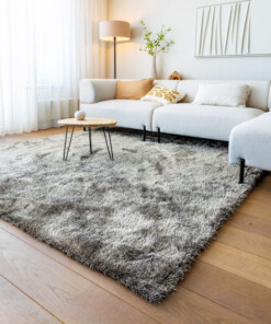 Vierkant hoogpolig vloerkleed velvet - Posh grijs - sfeer