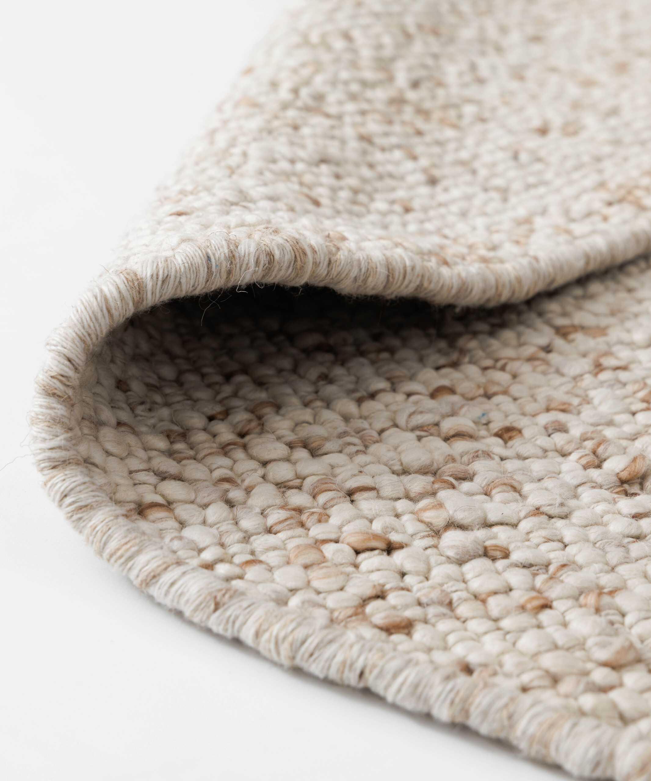 Rond wollen vloerkleed - Bergull ivoor/beige - close up Rond wollen vloerkleed - Bergull ivoor/beige - close up