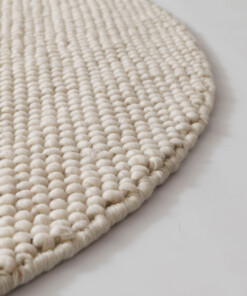 Rond wollen vloerkleed - Fjell wit - close up