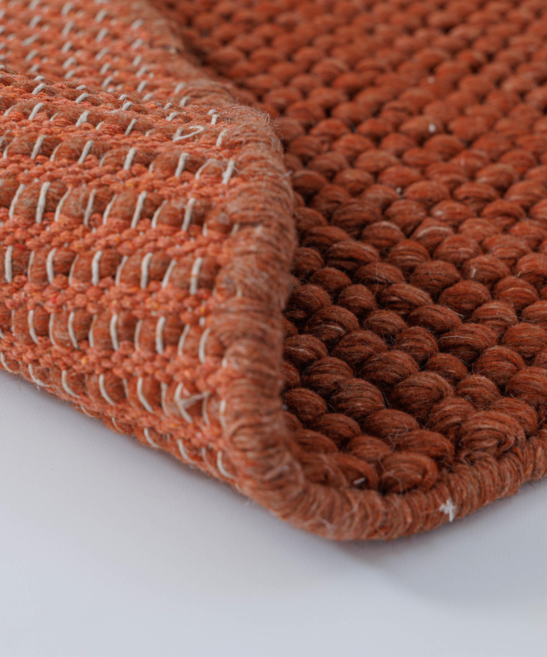 Rond wollen vloerkleed - Fjell terracotta - close up Rond wollen vloerkleed - Fjell terracotta - close up