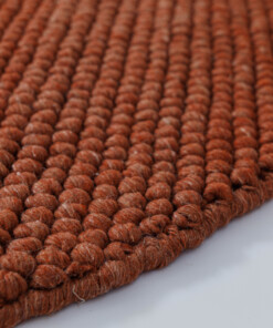 Rond wollen vloerkleed - Fjell terracotta - close up, thumbnail Rond wollen vloerkleed - Fjell terracotta - close up, thumbnail