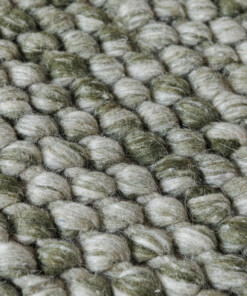 Rond wollen vloerkleed - Løkke olijfgroen - close up, thumbnail Rond wollen vloerkleed - Løkke olijfgroen - close up, thumbnail