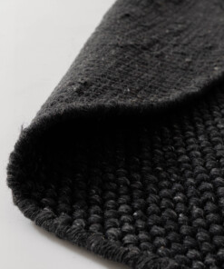 Rond wollen vloerkleed - Løkke zwart - close up, thumbnail Rond wollen vloerkleed - Løkke zwart - close up, thumbnail