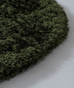 Rond shaggy vloerkleed - Meadow olijfgroen - close up, thumbnail