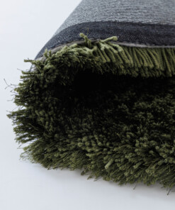 Rond shaggy vloerkleed - Meadow olijfgroen - close up, thumbnail