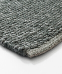 Wollen vloerkleed - Silvull groen - close up, thumbnail