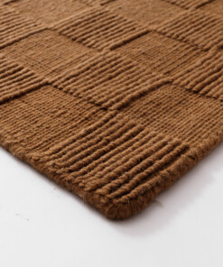 Wollen vloerkleed - Tavle cognac - close up, thumbnail