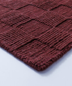 Wollen vloerkleed - Tavle bordeauxrood - close up, thumbnail