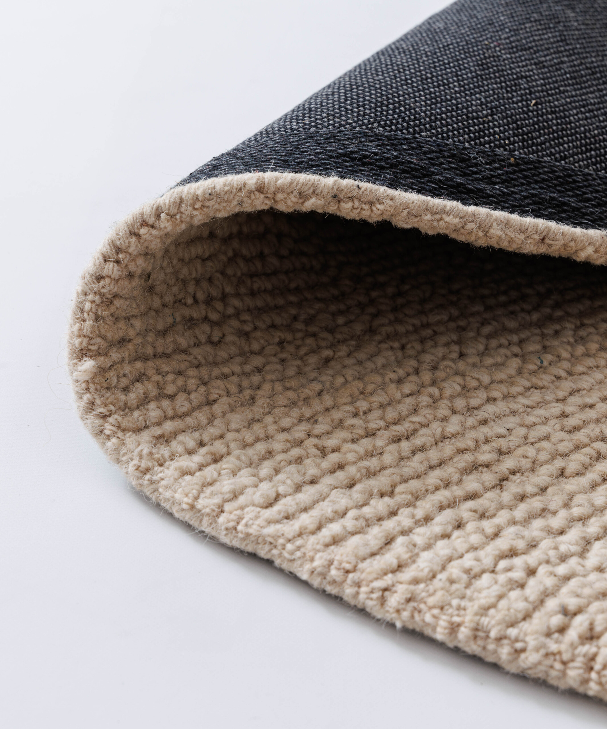 Rond wollen vloerkleed - Tvist licht beige - close up Rond wollen vloerkleed - Tvist licht beige - close up